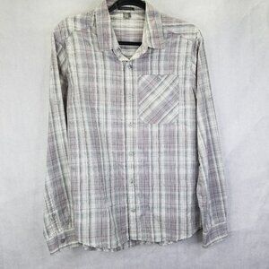 Toad & Co Surveyor Shirt Men's S Grey Plaid Button Up Camp Sleeve Outdoor Hike